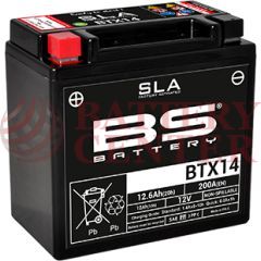 Μπαταρία Μοτοσυκλέτας BS-BATTERY BTX14 SLA 12.6AH 200EN Αντιστοιχία YTX14-BS
