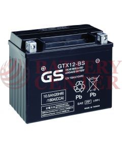 Μπαταρία GS GTX12-BS 12V MF Battery Capacity 20hr 10.5 (Ah):EN1 (Amps): 180CCA