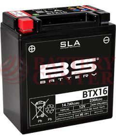 Μπαταρία Μοτοσυκλέτας BS-BATTERY  BTX16 SLA 14.7AH 230EN Αντιστοιχία  YTX16-BS
