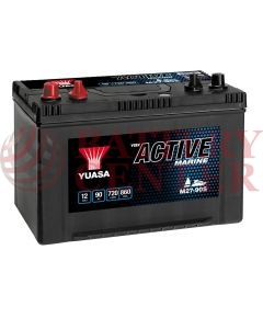 YUASA  Marine Active Batteries YBX M27-90S Capacity at 20-hour Rate (Ah): 90 Cold Cranking Performance (Amps) 720A EN  860MCA