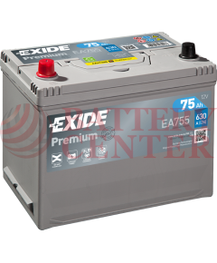 Μπαταρία Exide Premium EA755 12V Capacity 20hr  75(Ah):EN (Amps): 630EN Εκκίνησης