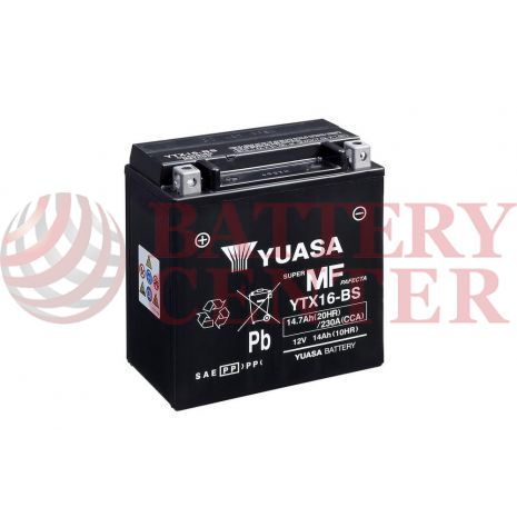 Μπαταρία Yuasa YTX16-BS 12V MF Battery Capacity 20hr 14.7 (Ah): EN1 (Amps):  230CCA