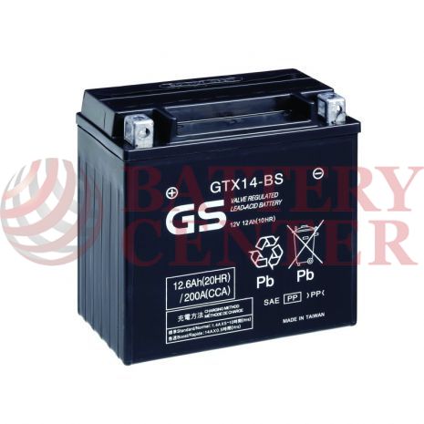 Μπαταρία GS GTX14-BS 12V MF Battery Capacity 20hr 12.6 (Ah):EN1 (Amps): 200CCA
