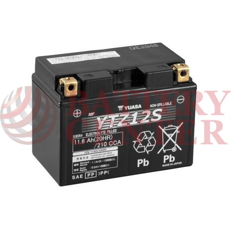Μπαταρία Yuasa YTZ12S 12V MF Battery Capacity 20hr 11,6 (Ah):EN1 (Amps):  210CCA Made in Japan