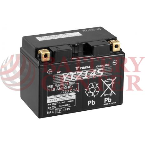 Μπαταρία Yuasa YTZ14S 12V MF Battery Capacity 20hr 11,8 (Ah):EN1 (Amps):  230CCA Made in Japan