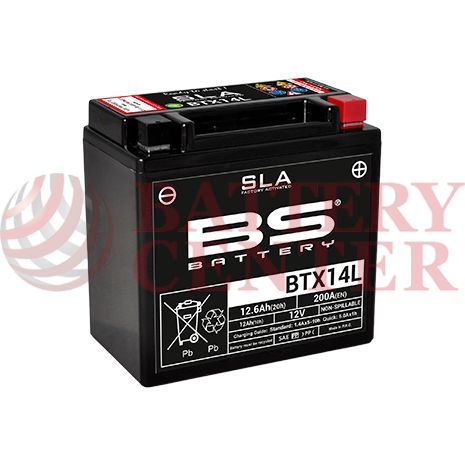 Μπαταρία Μοτοσυκλέτας BS-BATTERY BTX14L SLA 12.6AH 200EN Αντιστοιχία YTX14L-BS