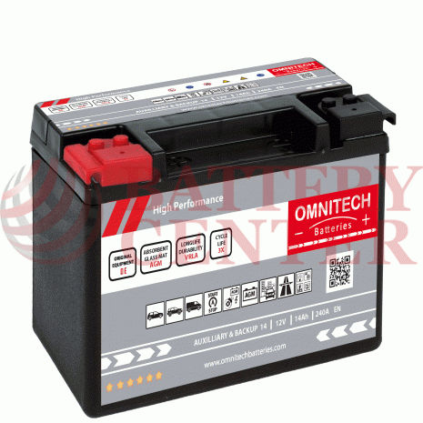 OMNITECH Batteries Auxiliary Equipment 12V Capacity 20hr 14(Ah):EN (Amps): 240EN Εκκίνησης