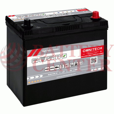 Μπαταρία Αυτοκινήτου Omnitech Batteries High Performance B24R EFB 55 Start Stop 12V  Capacity 20hr 55(Ah):EN (Amps): 480EN Εκκίνησης