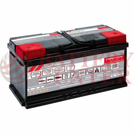 Μπαταρία Αυτοκινήτου Omnitech Batteries High Performance L5 AGM 95 Start Stop 12V  Capacity 20hr 95(Ah):EN (Amps): 850EN Εκκίνησης