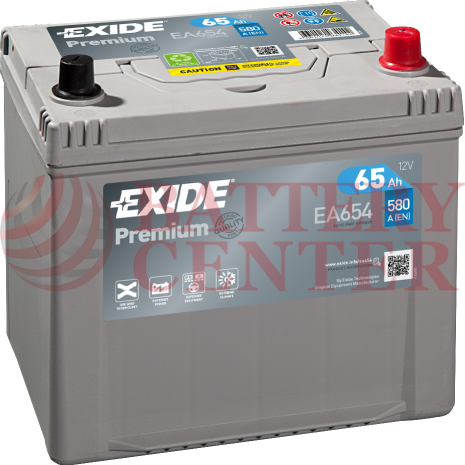 Μπαταρία Exide Premium EA654 12V Capacity 20hr  65 (Ah):EN (Amps): 580EN Εκκίνησης