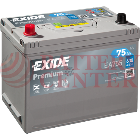 Μπαταρία Exide Premium EA755 12V Capacity 20hr  75(Ah):EN (Amps): 630EN Εκκίνησης