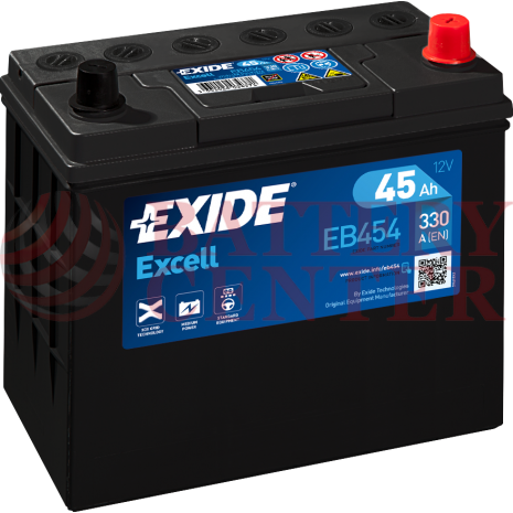 Μπαταρία Exide Excell EB454 12V Capacity 20hr  45 (Ah):EN (Amps): 330EN Εκκίνησης