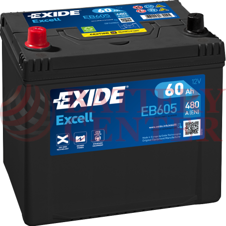 Μπαταρία Exide Excell EB605 12V Capacity 20hr  60(Ah):EN (Amps): 480EN Εκκίνησης