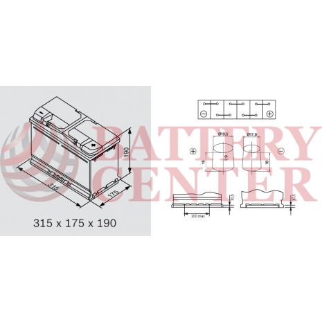 Μπαταρία Exide EK820 Start Stop AGM 12V Capacity 20hr  82(Ah):EN (Amps): 800EN Εκκίνησης