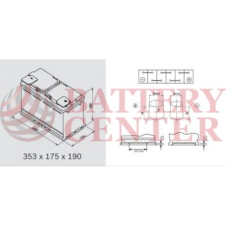 Μπαταρία Exide EK960 Start Stop AGM 12V Capacity 20hr  96(Ah):EN (Amps): 850EN Εκκίνησης