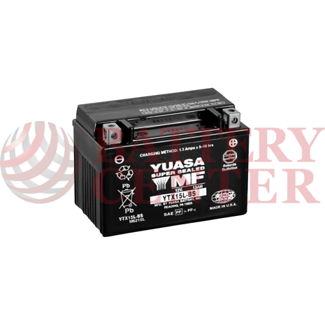 Μπαταρία Yuasa YTX15L-BS 12V MF Battery Capacity 20hr 13.7(Ah): EN1 (Amps):  230CCA Made in USA